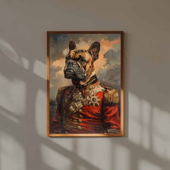 Animal Portrait Oil Painting Print | Animals in Suits Wall Art | Vintage Style Dressed Animal Art | Funny Pet Decor | Quirky Gift Idea