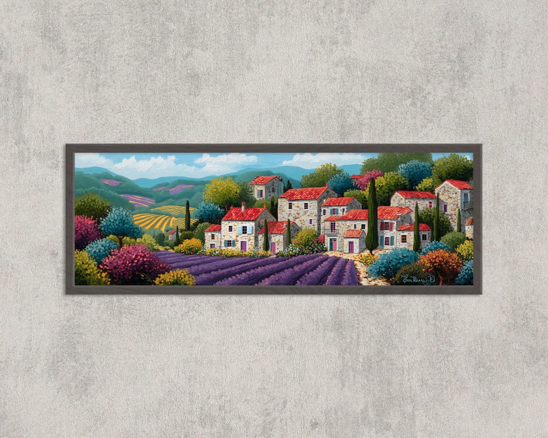 Provence Landscape Print: French Countryside Stone Cottage, Lavender ...