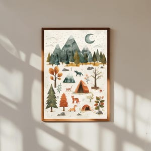 Adventure Alphabet Kinderzimmer Poster | A bis Z Outdoor Theme Wall Art | Natur Babyzimmer Dekor | Camping Kinder Poster | Entdecker ABC-Karten
