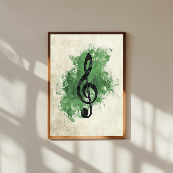 Minimalist Treble Clef Canvas Wall Art | Music Note Line Art Print | Elegant Music Decor | Modern Musician Gift | Black & White Wall Art