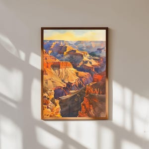 Grand Canyon Sunset Watercolor Art Print: Southwest Landscape
