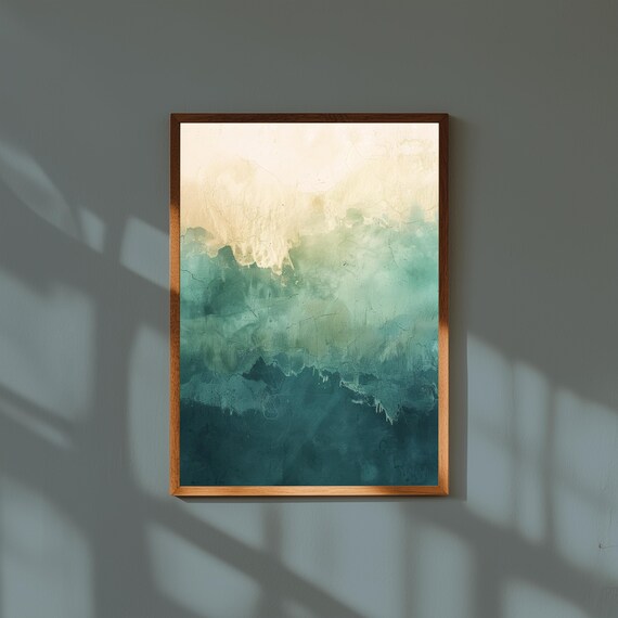Unique Abstract Wall Art Neutral Abstract Print Minimalist Wall Decor Modern Poster Minimalistic Green Beige Texture Painting