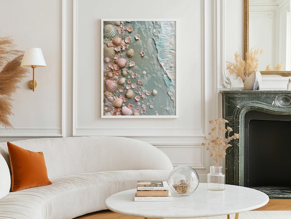 Tidal Pool Coastal Wall Art | Sea Creatures & Shells Painting | Ocean Nature Print | Beach Decor | Whimsical Shoreline Artwork