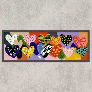 Colorful Hearts Pop Art Print: Abstract Love, Modern Romantic Decor