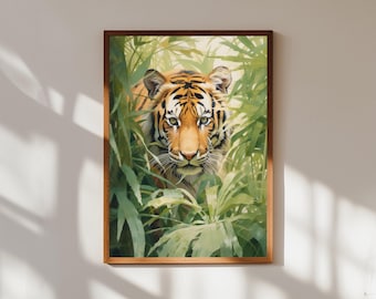 Stampa della giungla della tigre del Bengala: arte murale con fauna selvatica esotica