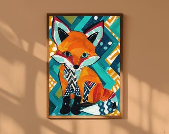 Baby Fox Nursery Art Print: Whimsical Woodland Animal Decor