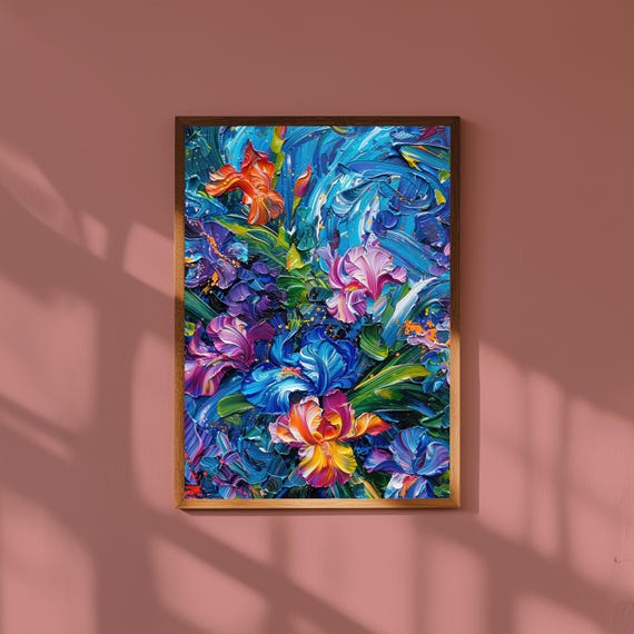 Van Gogh Irises Inspired Print – Post-Impressionist Floral Fine Art – Vibrant Botanical Wall Decor – Vincent van Gogh Style Painting