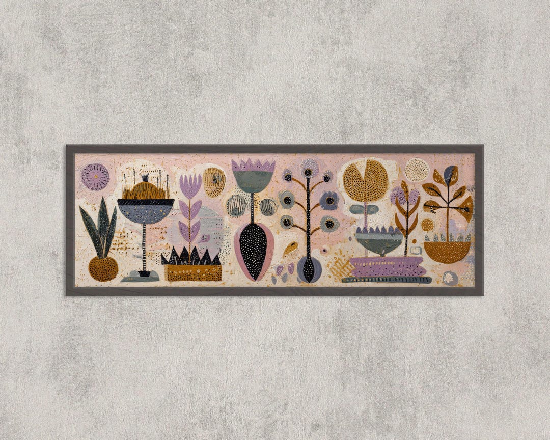 Mid Century Modern Floral Print: Abstract Folk Art Botanical Wall Decor ...