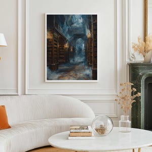 Haunted Library Print: Gothic Floating Books, Dark Academia Decor image 2
