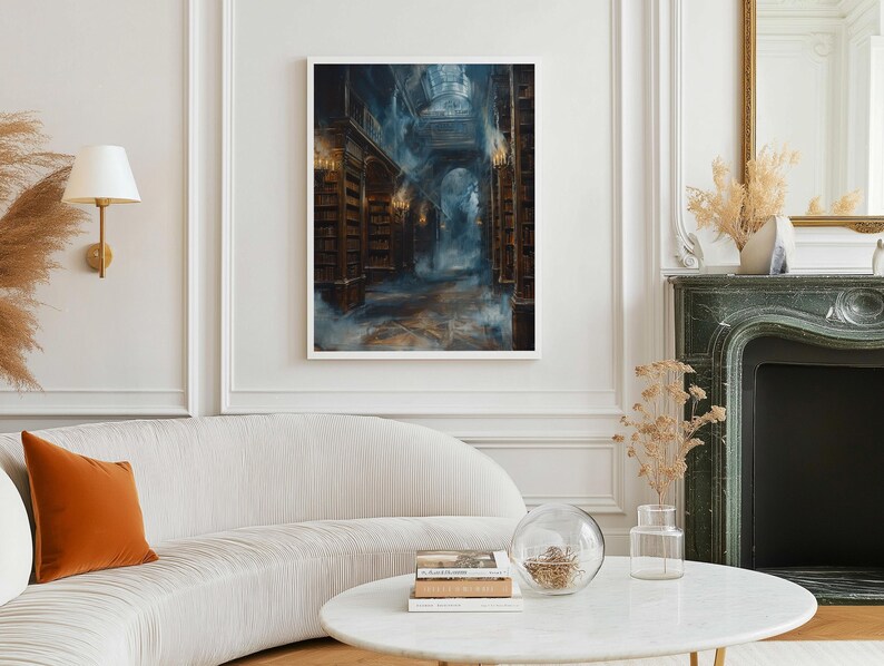 Haunted Library Print: Gothic Floating Books, Dark Academia Decor image 2