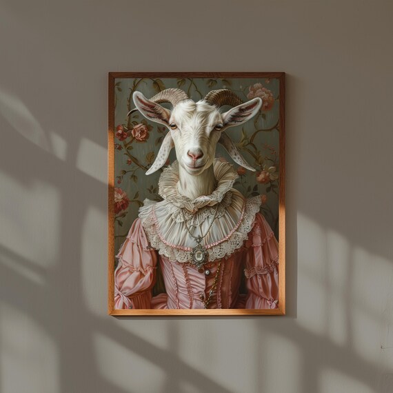 Animal Portrait Oil Painting Print | Animals in Suits Wall Art | Vintage Style Dressed Animal Art | Funny Pet Decor | Quirky Gift Idea