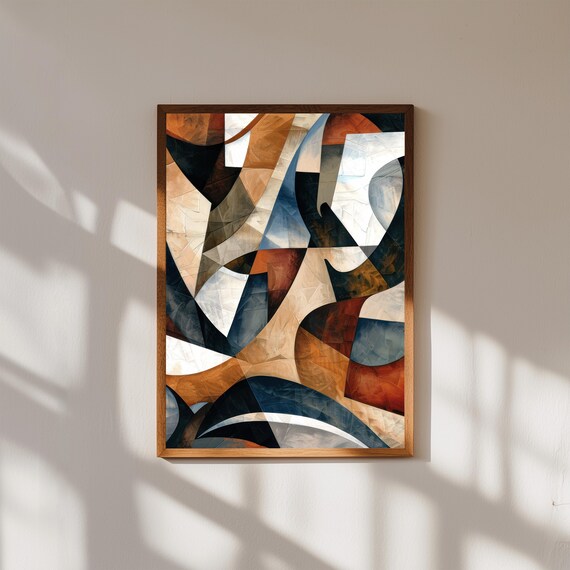 Cubist Wall Art Print, Abstract Geometric Modern Poster, Picasso-Inspired Contemporary Home Decor, Bold Colorful Art Print
