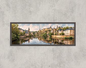 Luxembourg City Watercolor Panorama: European Skyline Art Print