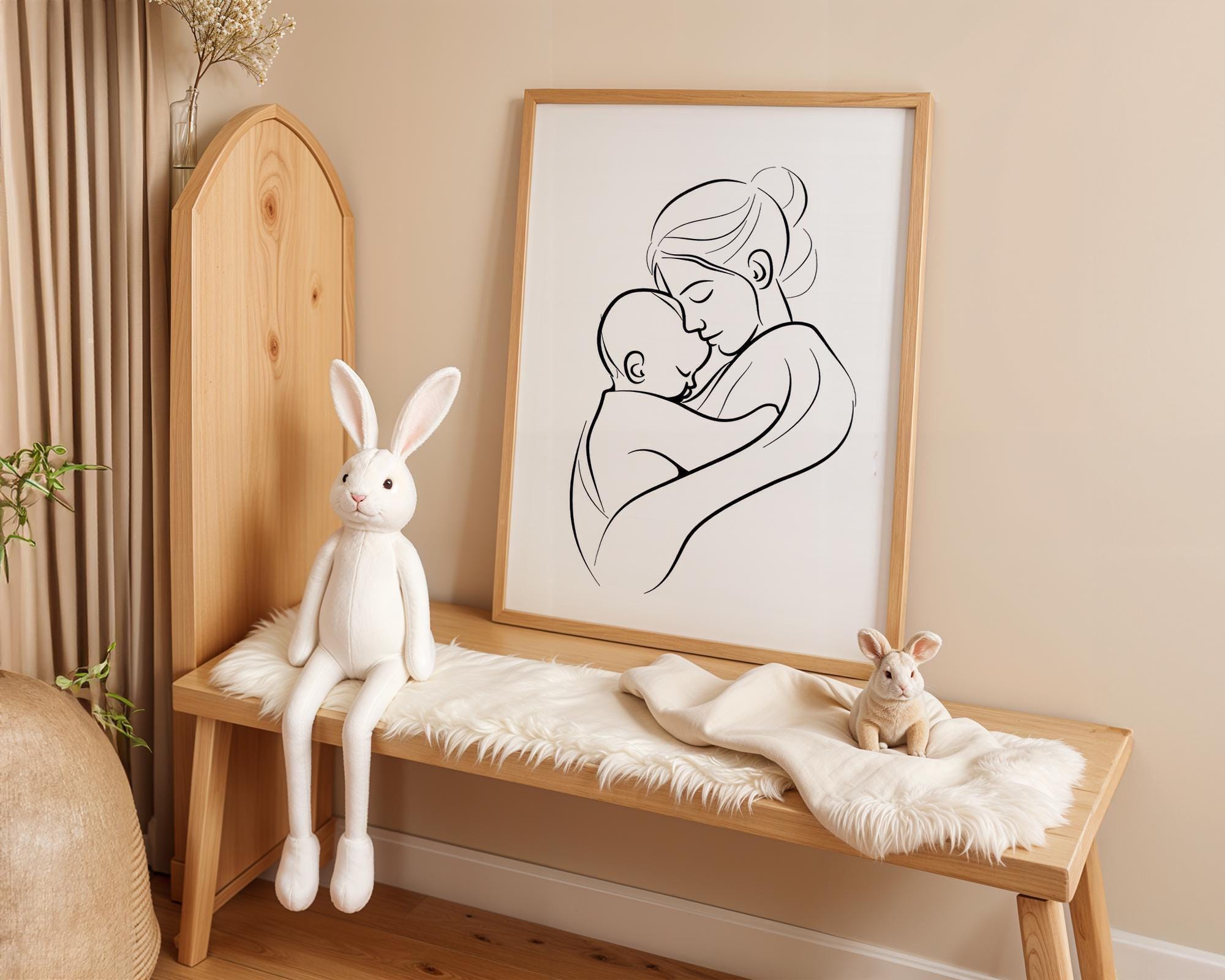 Minimalist Mother and Baby Line Art Print: Modern Nursery Decor - Etsy ...