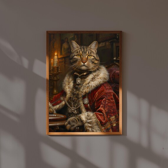 Animal Portrait Oil Painting Print | Animals in Suits Wall Art | Vintage Style Dressed Animal Art | Funny Pet Decor | Quirky Gift Idea
