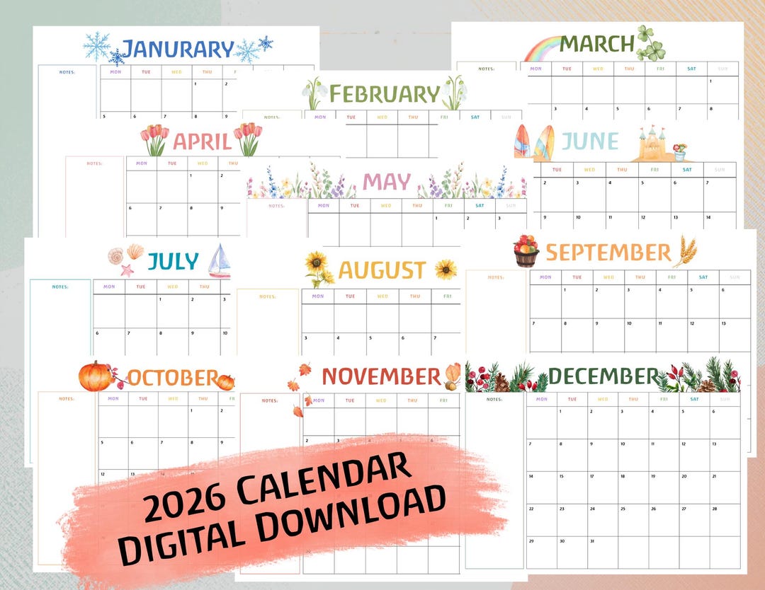 2026 Watercolor Calendar, Waldorf Seasonal Calendar (digital Download ...