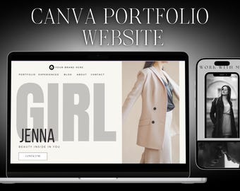 Minimalist Portfolio Website Template: Editable Canva Landing Page (Digital Download)