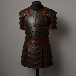 Medieval Leather Fantasy Armor | Handmade Roman Style Armor with Belt & Shoulder Straps