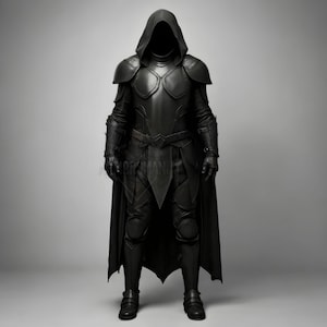 Shadow Assassin Dark Knight Armor | Medieval Gothic Cosplay Costume | Black Hooded Warrior Outfit | Halloween