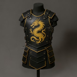 Dragon Embossed Leather Armor Handmade | Medieval Fantasy Battle Cosplay | Customizable Gothic LARP Armor