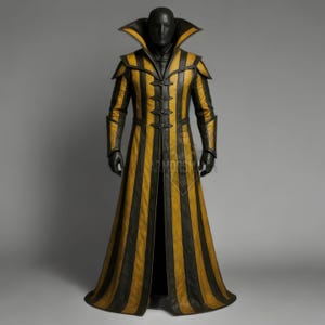 Wicked Shadowstripe Vampire Cloak | Gothic Wizard Robe | Steampunk Leather Cosplay Coat Halloween