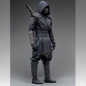 Black Ninja Leather Armor Costume | Assassin Armor | Handmade Tactical Leather Costume | Medieval Cosplay Fantasy Warrior Armor | Halloween