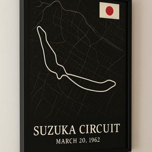Suzuka-circuitkaartposter – vintage Japanse F1-circuitafdruk, digitale download Grand Prix 1962, formule 1-muurkunst, cadeau-idee motorsport