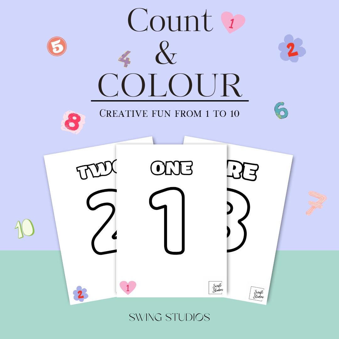 Number Coloring Pages 1-10 | Printable Kids Activity | Preschool ...