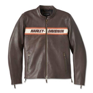 Brown Leather Bomber Jacket With Snakeskin Embossed Wolf