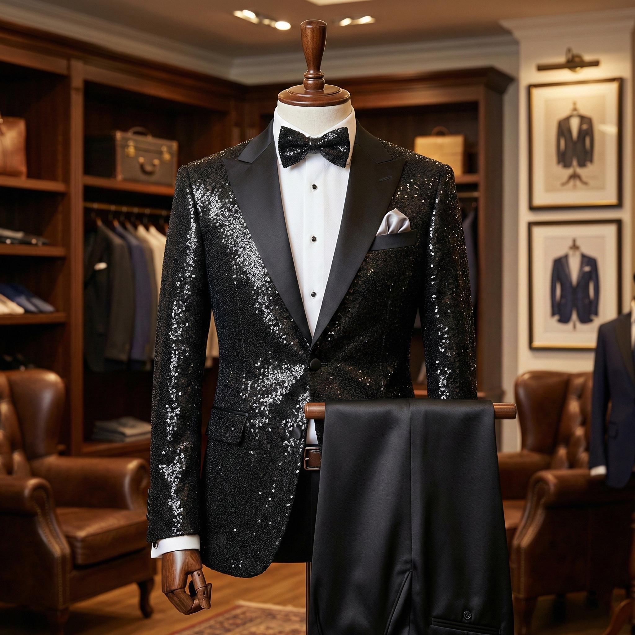 Giacca Da Uomo Con Paillettes Glitterate - Frack Slim Fit Per Feste, Matrimoni, Cosplay - 3
