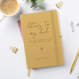 Cartas a mi papá: diario de duelo / libro de recuerdos por la pérdida de un padre / regalo de recuerdo personalizado / cuaderno de condolencias para papá en el cielo
