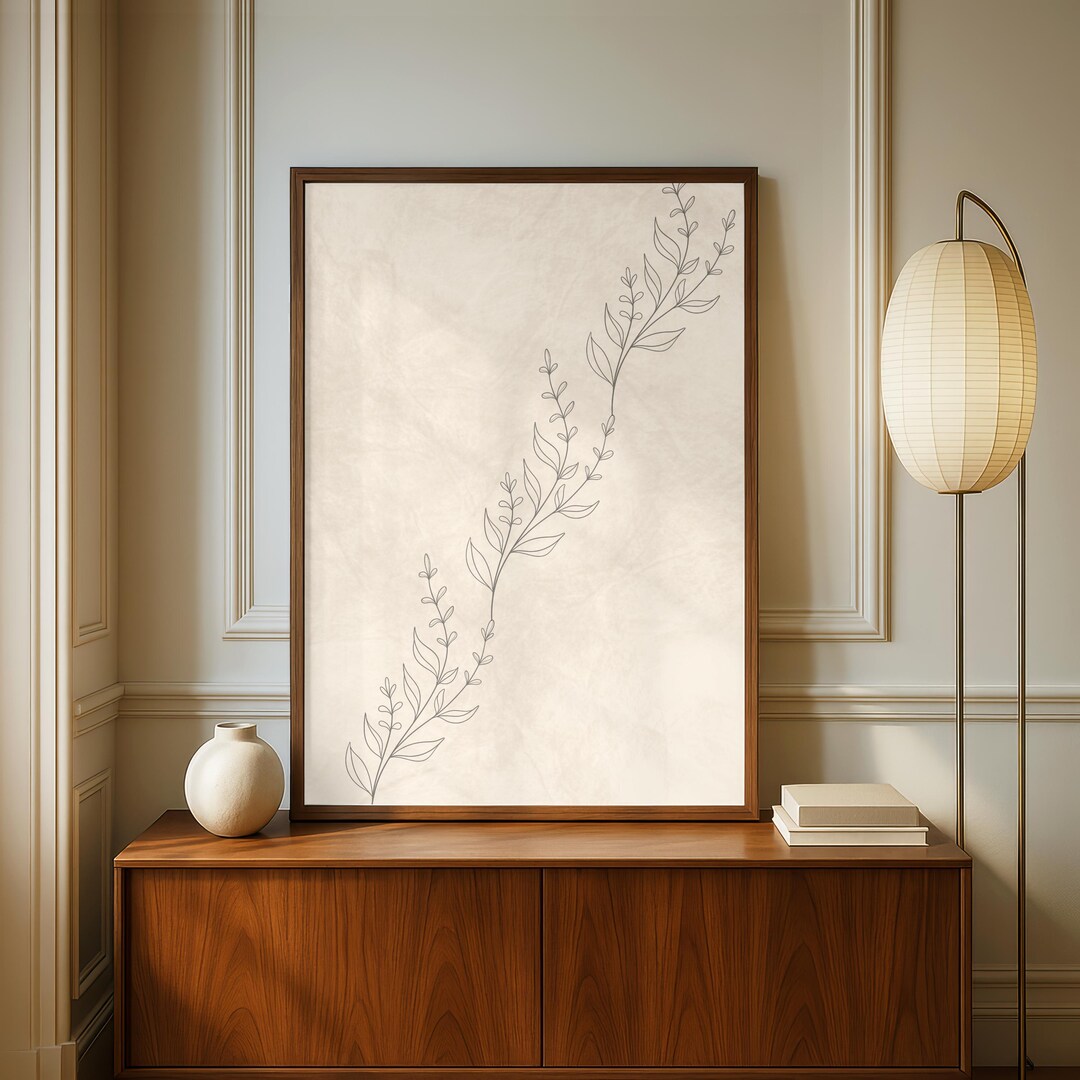 Botanical Line Art Printable | Neutral Wall Art | Homeware Digital ...