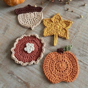 Crochet Fall Mix Coasters | Handmade Autumn Coaster Set | Cute Fall Kitchen Decor | Hostess Gift | Gift for Her | Crochet Fall Coasters