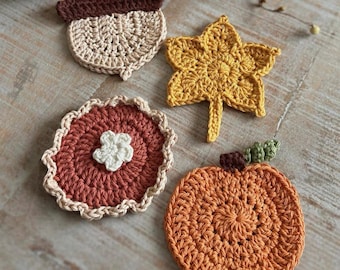 Crochet Fall Mix Coasters | Handmade Autumn Coaster Set | Cute Fall Kitchen Decor | Hostess Gift | Gift for Her | Crochet Fall Coasters