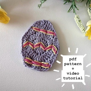 Patrón de posavasos de huevo de Pascua a crochet (PDF + videotutorial GRATIS) / Posavasos de primavera fáciles de hacer / Patrón de huevo de Pascua a crochet para principiantes