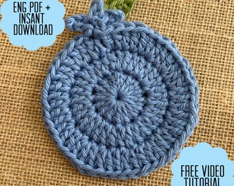 Crochet Blueberry Coaster Pattern PDF + FREE Video Tutorial | Easy Summer Fruit Coaster DIY | Cute Beginner-Friendly Crochet Pattern