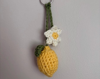 Handmade Crochet Lemon Keychain | Cute Mini Lemon Bag Charm | Crochet Fruit | Cute Crochet Keychain | Unique Gift for Her | Lemon Gifts
