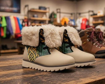Botas de invierno Celtic Knot con forro de pelo – Botas unisex de nieve en ante sintético