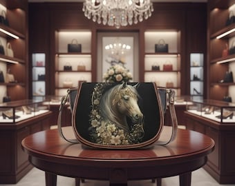 Bolso de montura de caballo: Bolso de hombro de cuero PU floral bohemio,馬 バッグ 가방