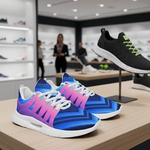 Steigen Sie in Energie - Lebendige Farbverlauf Laufschuhe | Leichter Unisex Trainer | Kräftiges Blau-Pinkes Design - ネオン靴 / ꪜ allen Farben