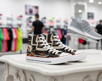 Retro Stripe High-Top Canvas Sneakers – Unisex Lace Up Shoes