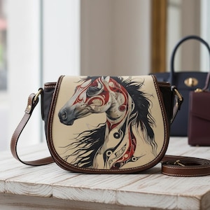Beau et véritable sac de selle en cuir Western Trail Horse Classic