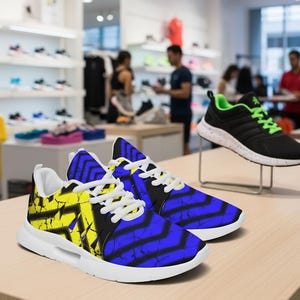 Run Like Lightning - Laufschuhe in Blau & Gelb | Unisex Leichter Trainer | Verwendete Materialien: