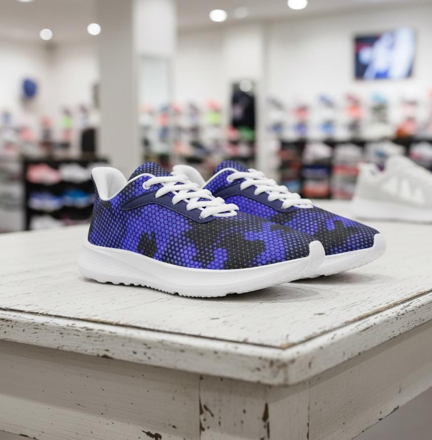 Zapatillas running camuflaje azul - Zapatillas unisex ligeras de tela