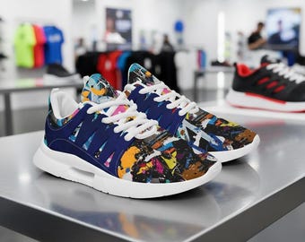Paint Splash Navy Runner Sneakers – Mesh PVC Unisex Running Shoes