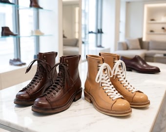 ヴィンテージ レースアップ アンクルブーツ 牛革 メンズ コンバットスタイル