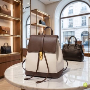 Vintage Cowhide Backpack – Brown Leather Drawstring Travel Bag