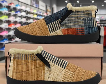 Zapatillas Patchwork Acogedoras: Forro de Piel Sintética, Cierre Lateral con Cremallera