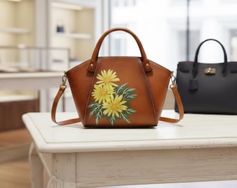Cowhide Leather Handbag – Dumpling Top Handle Shoulder Bag
