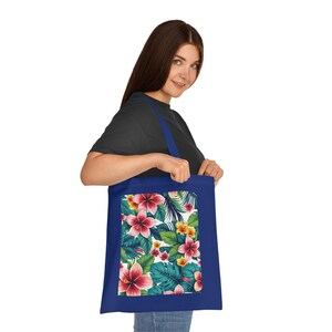 Tropische Blumenbaumwolltasche: Wiederverwendbare, umweltfreundliche Einkaufstasche
